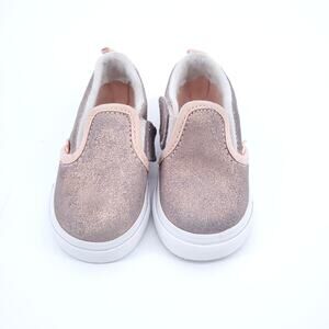 Vans Toddler Girl Metallic Rose Gold Slip-On Skater Shoe With Side Closure| 5T